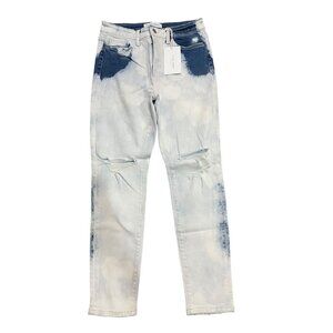 Flying Monkey‎ Blue Acid Wash High Rise Crop Skinny Jeans
